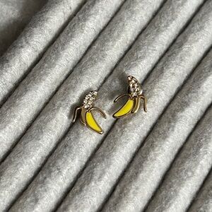 Kate Spade Yellow Banana Earrings with Rhinestones